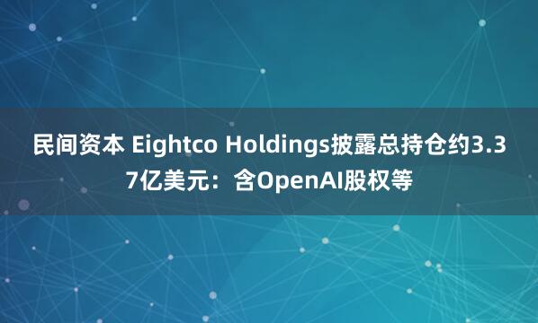 民间资本 Eightco Holdings披露总持仓约3.37亿美元：含OpenAI股权等