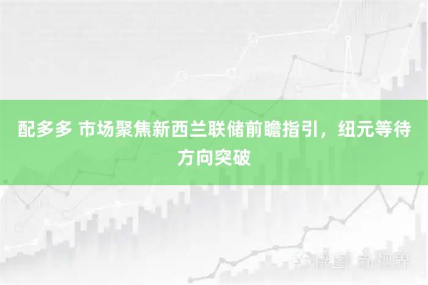 配多多 市场聚焦新西兰联储前瞻指引，纽元等待方向突破